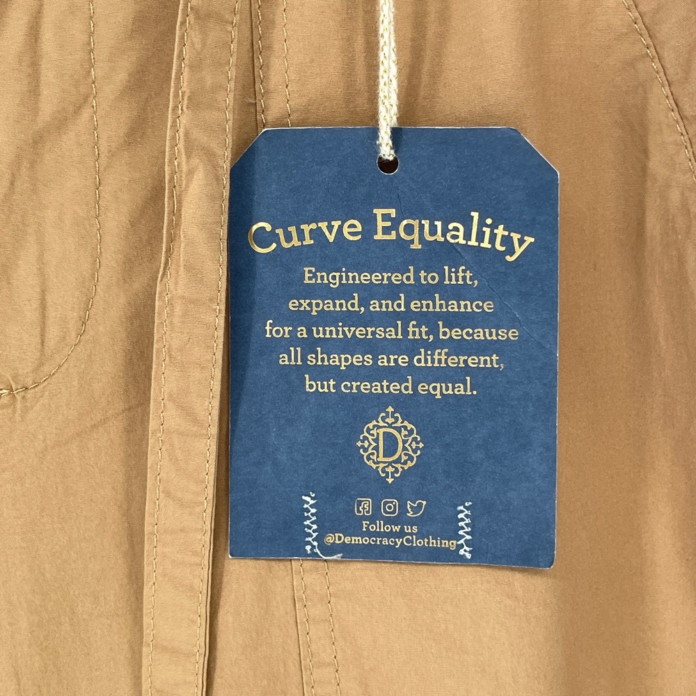 Democracy NWT Stretch Camel Wide Leg Pants Paperbag Waist Crochet Trim Size 10 - Picture 4 of 12